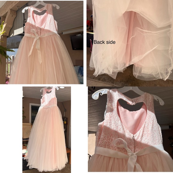 As-Is Ball Gown Flower Girl Dress with Cutout SIZE 12 - Picture 12 of 17